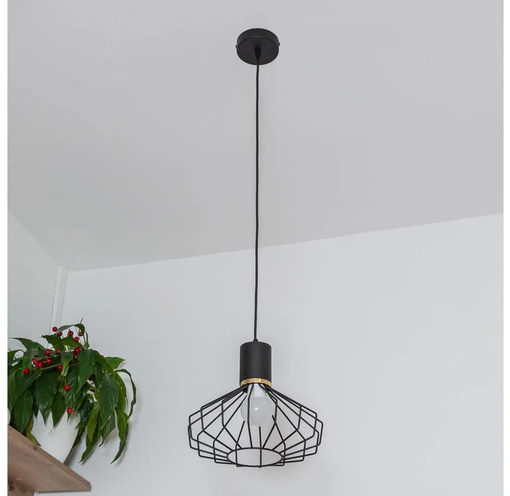 Lampă suspendată pe cablu SOLANO 1xE27/15W/230V negru/auriu