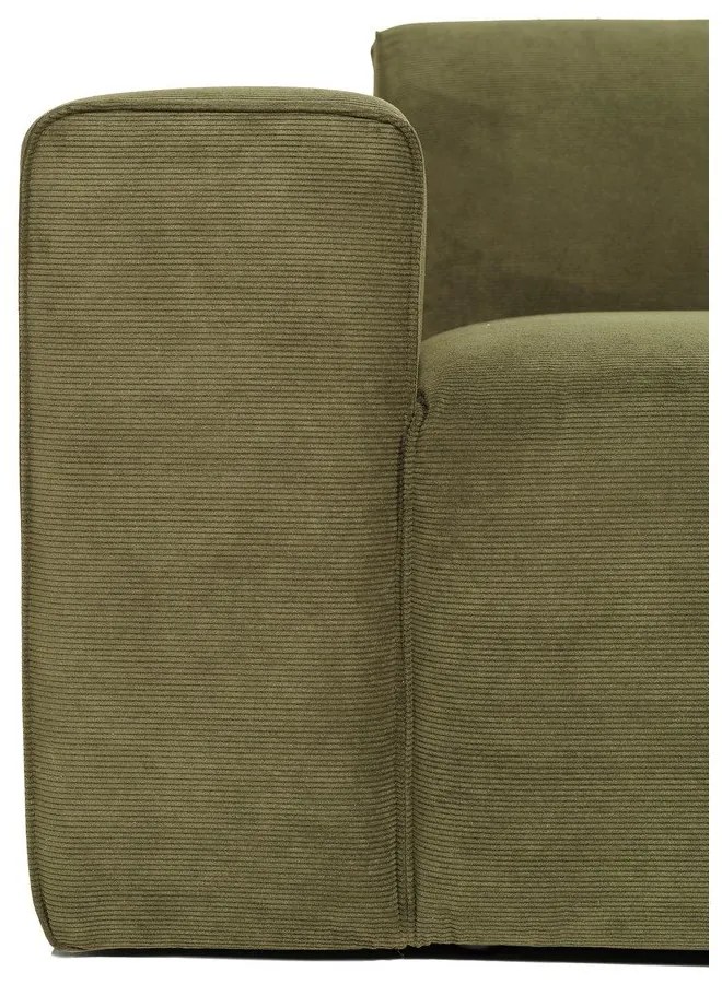 Colțar verde din catifea reiată (cu șezlong pe partea dreaptă) Sting - Scandic