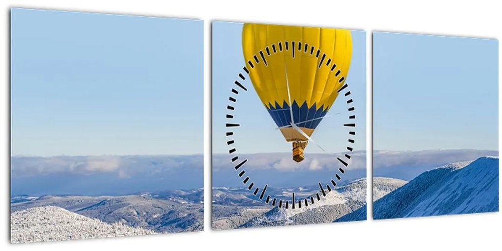 Tablou - Zbor peste peisaj de iarnă (cu ceas) (90x30 cm)