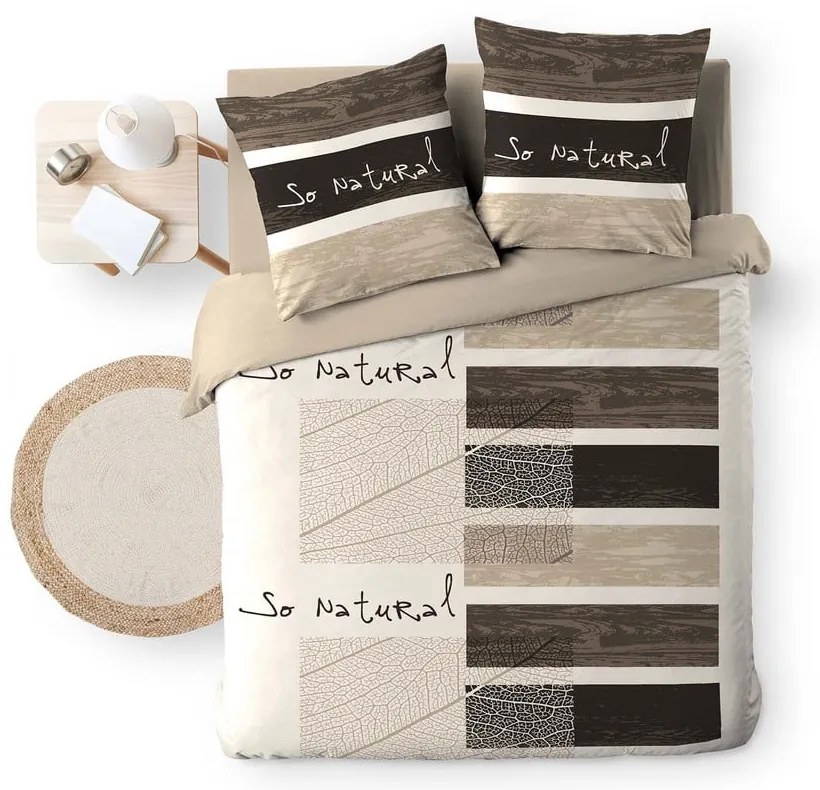 Lenjerie de pat maro din bumbac pentru pat dublu 200x200 cm So Natural – douceur d'intérieur