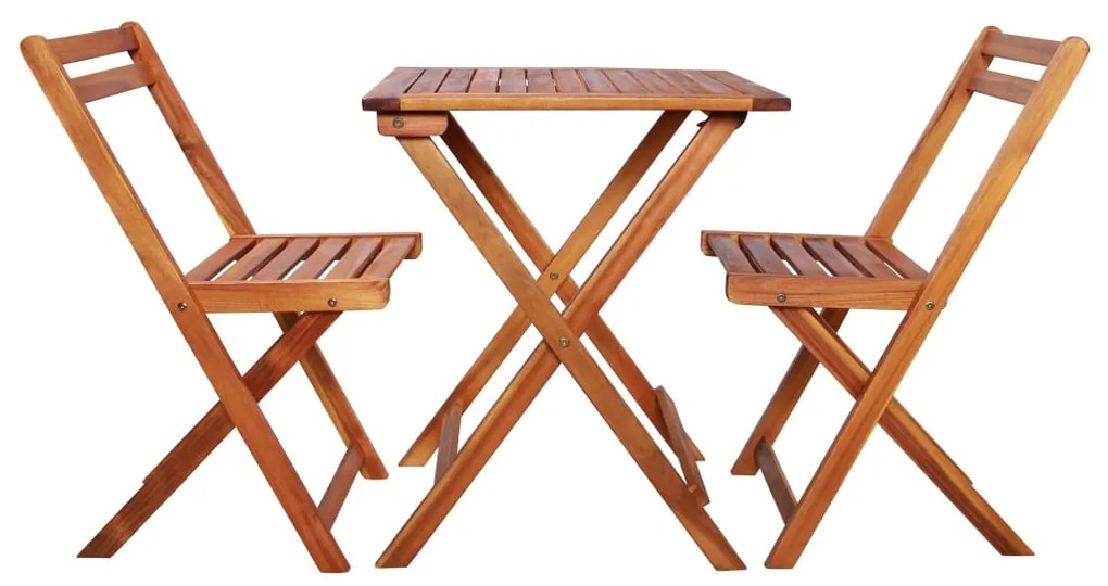 44015 vidaXL Set mobilier bistro pliabil, 3 piese, lemn masiv de acacia