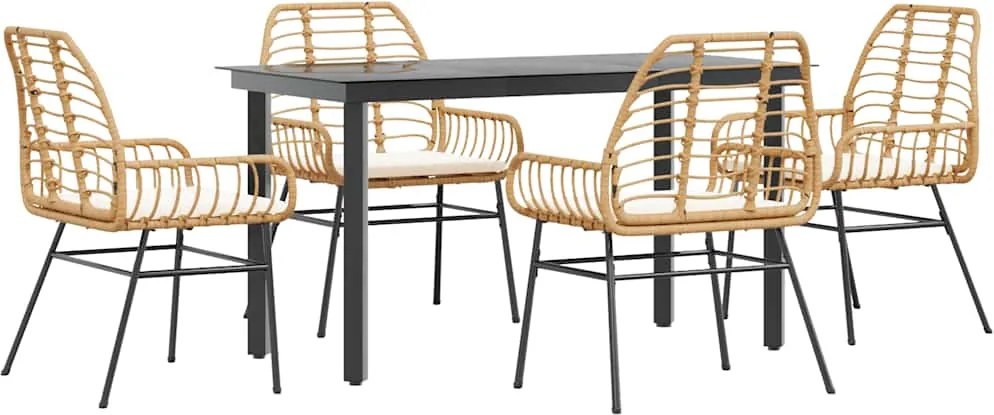 vidaXL Set mobilier de grădină cu perne 5 piese maro sticlă polirattan