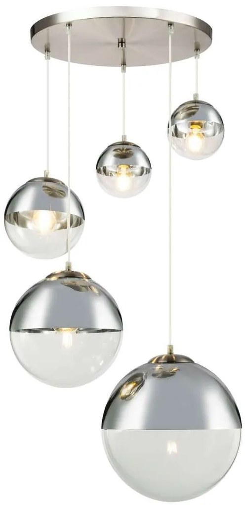 Lustra moderna cu 5 pendule VARUS nickel/crom 15851-5 GL