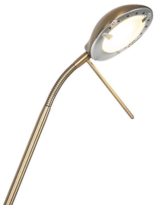 Lampă de podea modernă bronz cu lampă de citit incluzând LED dim to warm - Diva