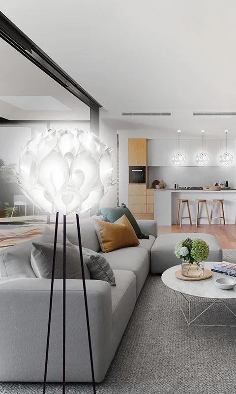Lampadar cu trepied realizat manual Flora White