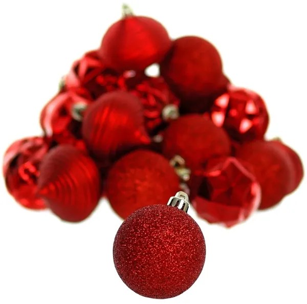 Set de ornamente de Crăciun 30 buc. roșii