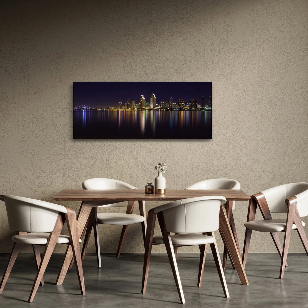Tablou cu orașul nocturn (120x50 cm)
