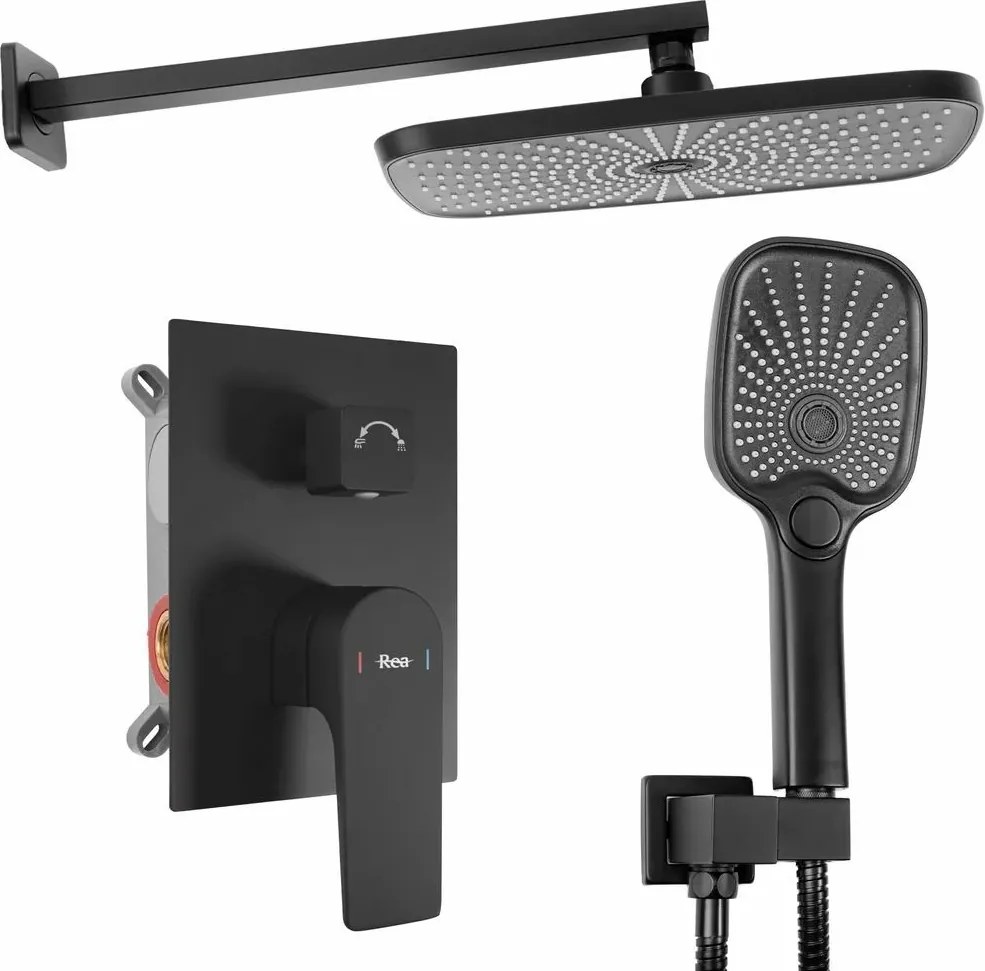 Coloana de dus cu baterie monocomanda negru Rea Moby