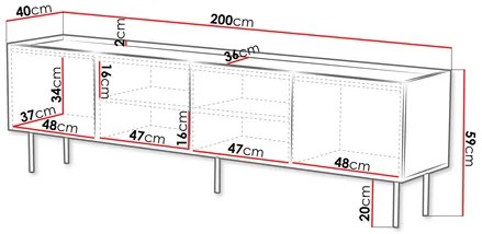 Dulap TV Grotzi 200 4D (Negru) . 1106227