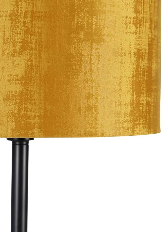 Lampă de podea clasică cu abajur negru auriu 40 cm - Simplo