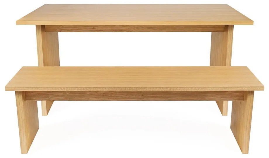 Masă de dining cu blat cu aspect de lemn de stejar 90x160 cm Stripe – Woodman