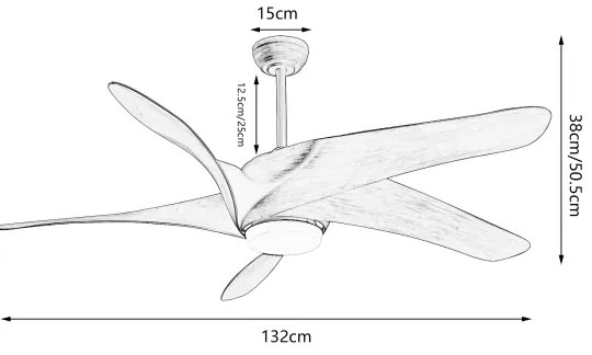 ZEVENTI - Ventilator LED de tavan LUCCA, 18W, 230V, Wi‑Fi Tuya, maro + telecomandă
