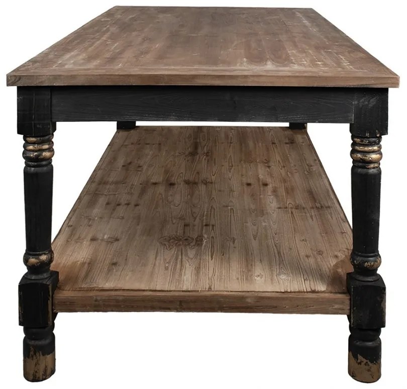 Masă de prezentare shabby chic, cu finisaj negru antichizat, Clarisse, 200x100x85 cm