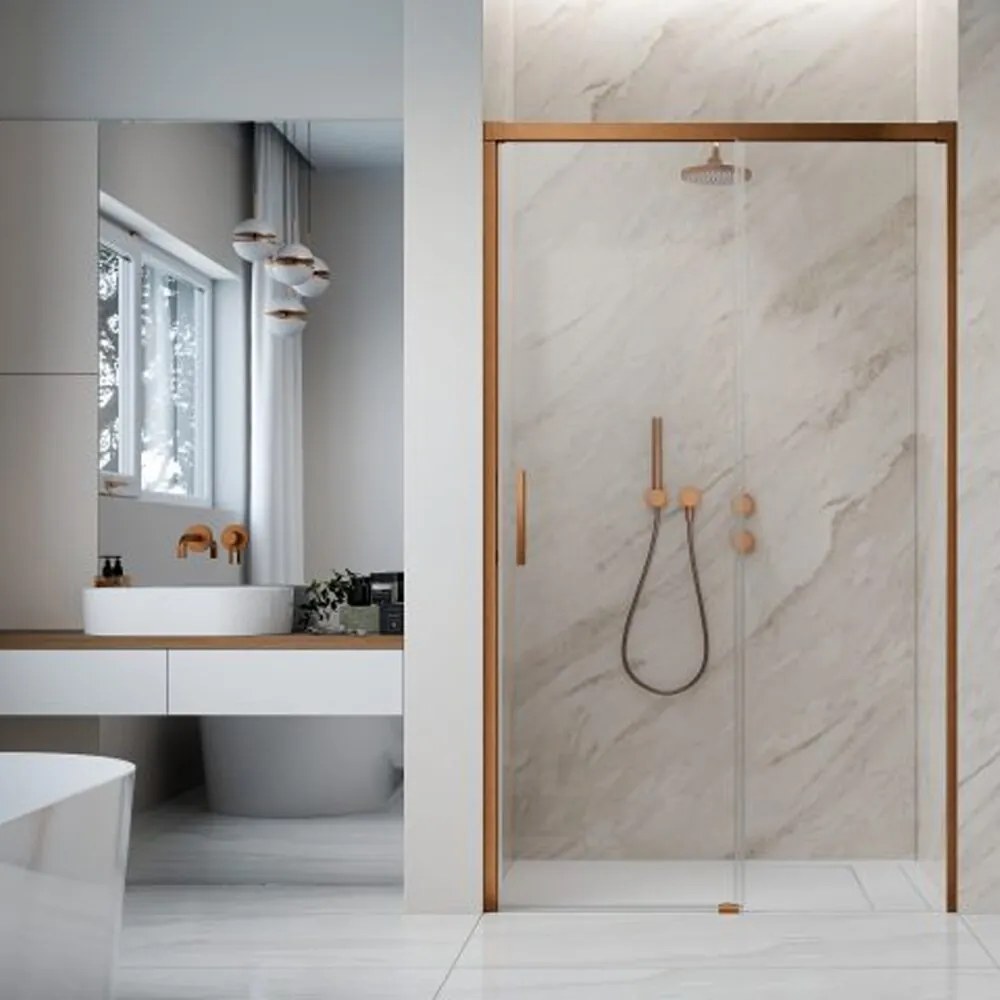 Usa de nisa culisanta Radaway Idea DWJ 100 cm sticla 6 mm finisaj cupru periat-transparent deschidere dreapta