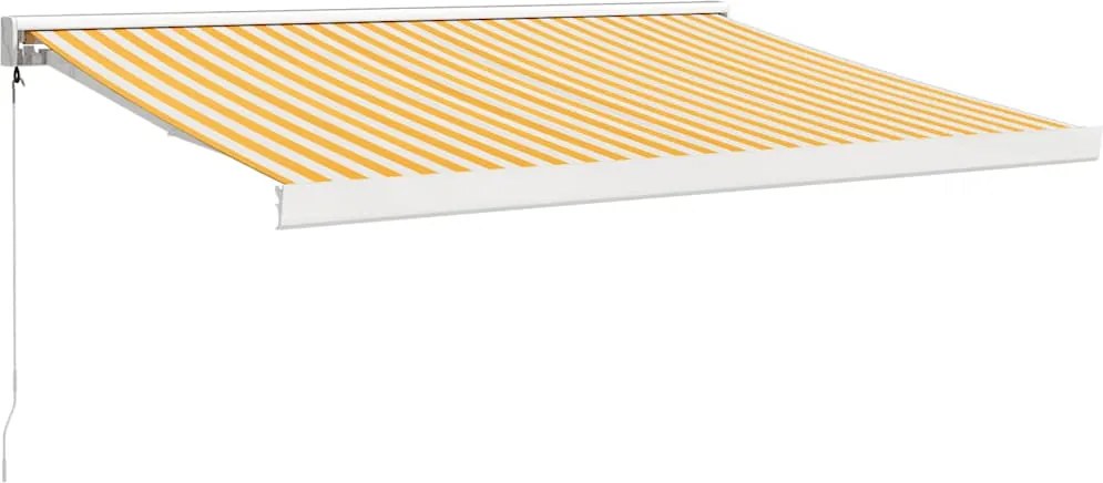 vidaXL Copertină retractabilă, galben/alb, 3,5x2,5 m, textil/aluminiu