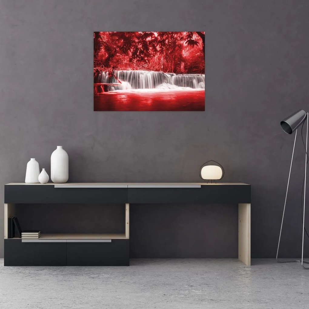 Tablou - Cascadă, roșu (70x50 cm)