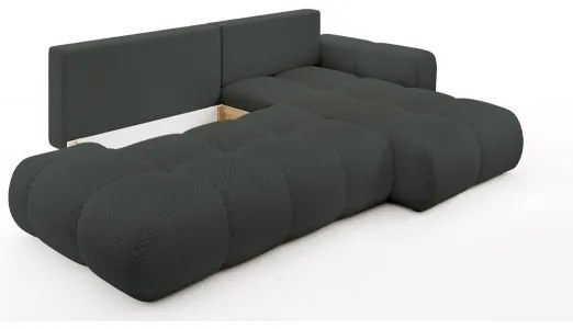 Canapea colțar extensibilă tapițată ALMADA, cu spațiu de depozitare, în L, dreapta, antracit