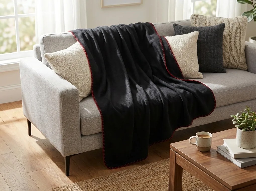 Patura fleece MELVIRA DUO, neagra Dimensiune: 150 x 200 cm
