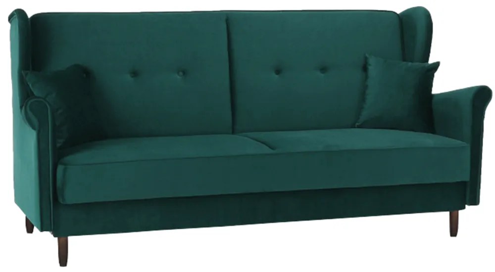 Canapea extensibilă, material textil verde, COLUMBUS