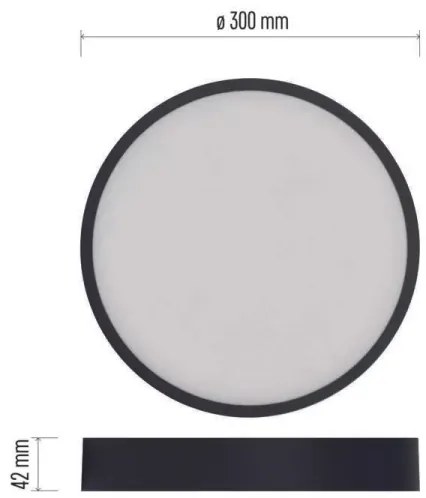 Plafonieră LED/28,5W/230V 3000/3500/4000K d. 30 cm negru