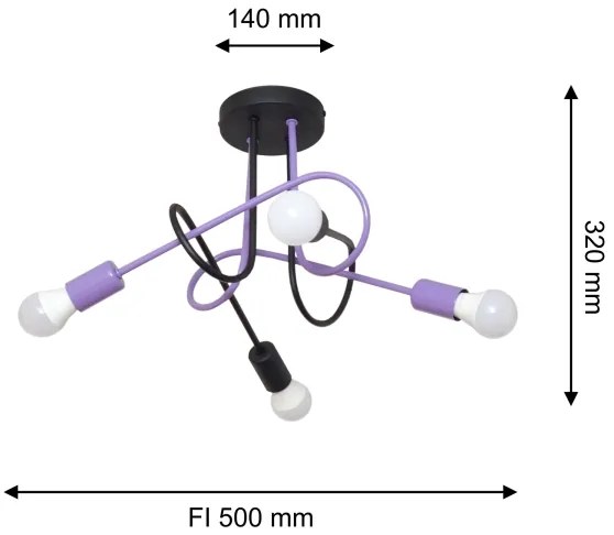 Lustră aplicată OXFORD 4xE27/15W/230V negru/mov