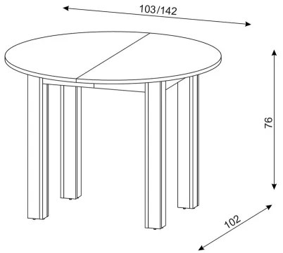 Masă de dining extensibilă WILY, stejar artisan/negru