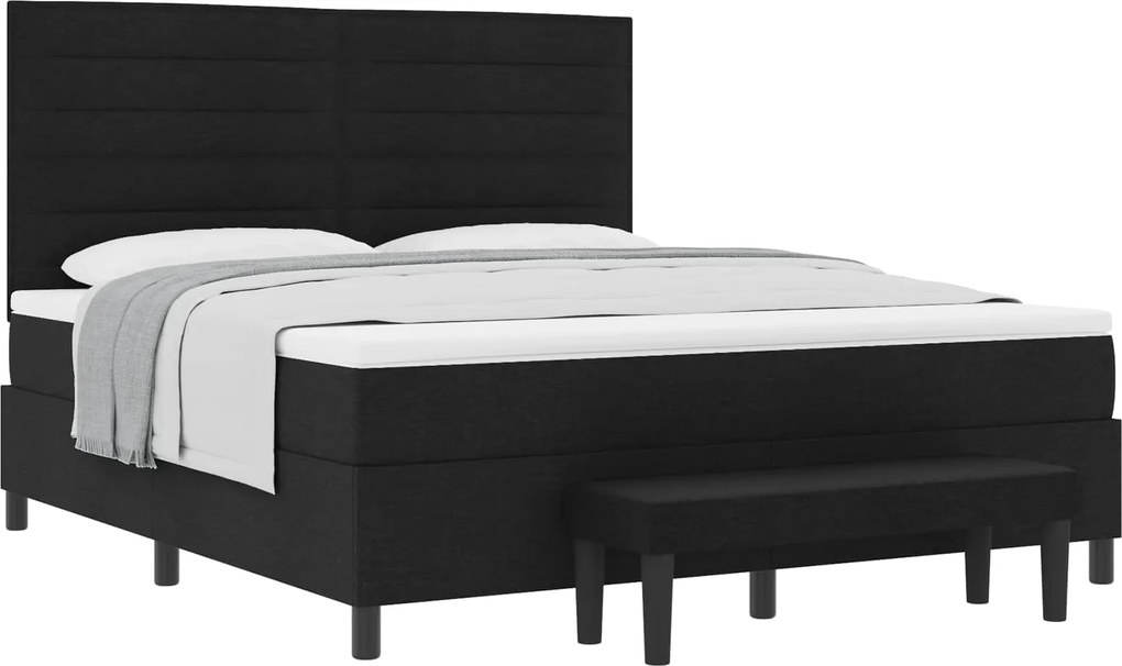 vidaXL Pat cu arcuri cu saltea Negru 180 x 200 cm țesătură