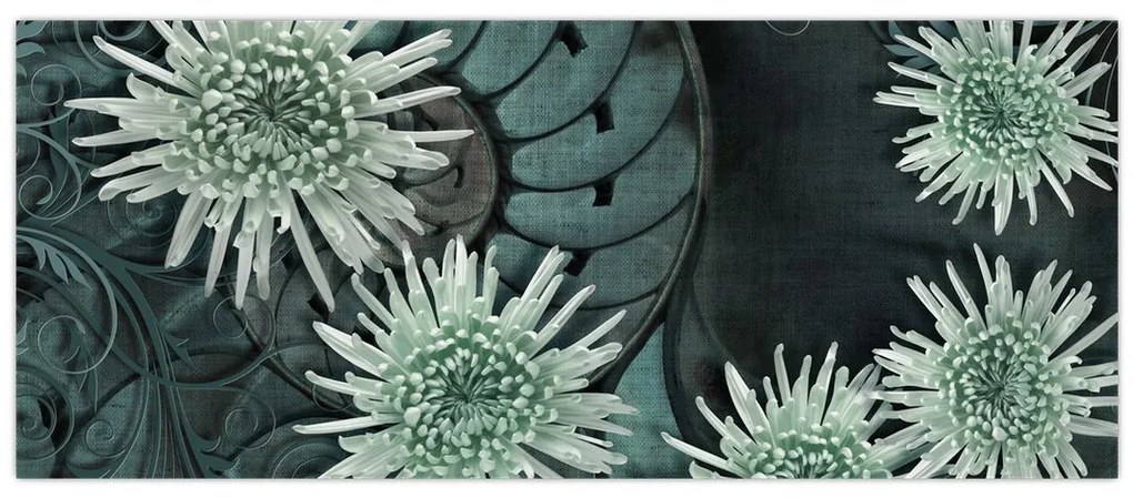Tablou - Flori verzi (120x50 cm)