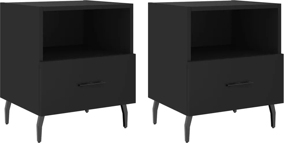 vidaXL Noptiere, 2 buc., negru, 40x35x47,5 cm, lemn compozit