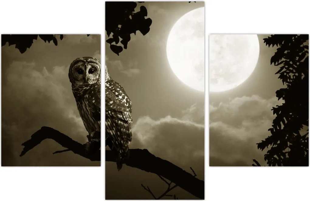 Tablou - Bufniță de noapte, auriu (90x60 cm)
