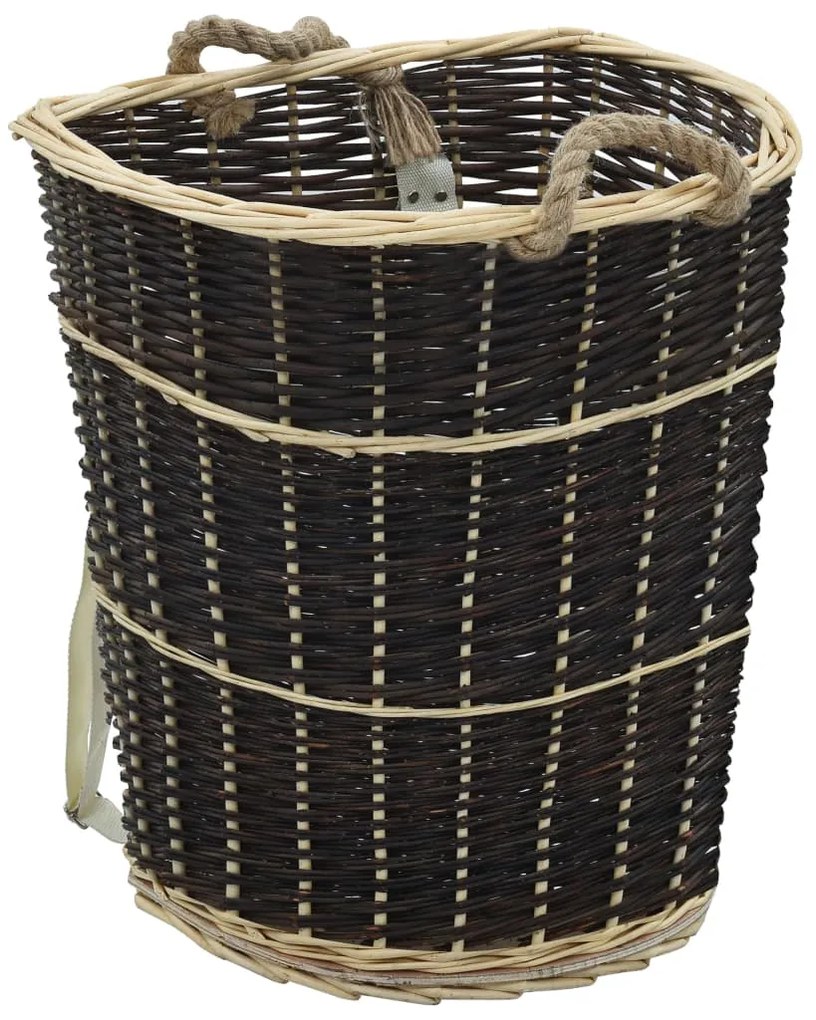 vidaXL Coș lemne foc cu curele de transport natural 57x51x69 cm salcie