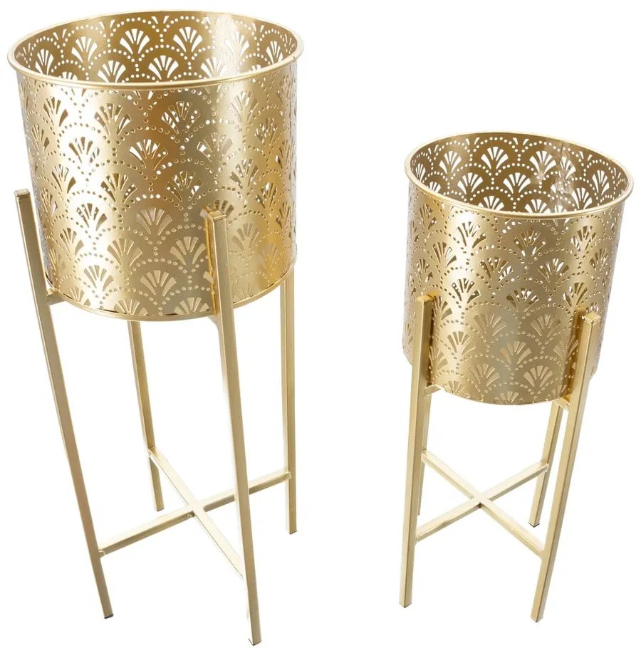 Set 2 suporturi pentru ghivece Mauro Ferretti Golvy, înălțime 52 cm, auriu