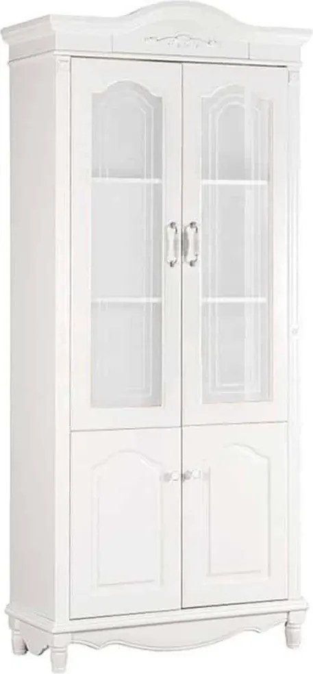 Bibliotecă lemn masiv alb 2 Uși Elizabeth, 98 × 43 × 223 cm