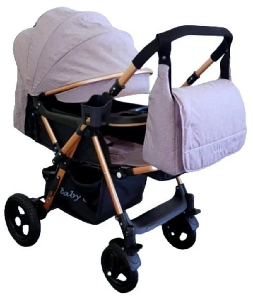 Carucior nou nascuti 2 in 1 BABY CARE™ PRO 511, Cu geanta bebe inclusa, Cadru aluminiu, Maner reversibil, Spatar reglabil in 5 trepte, Amortizoare,
