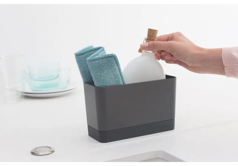 Organizator pentru chiuveta Brabantia SinkSide 1000209, Antiderapant, Silicon, Gri inchis