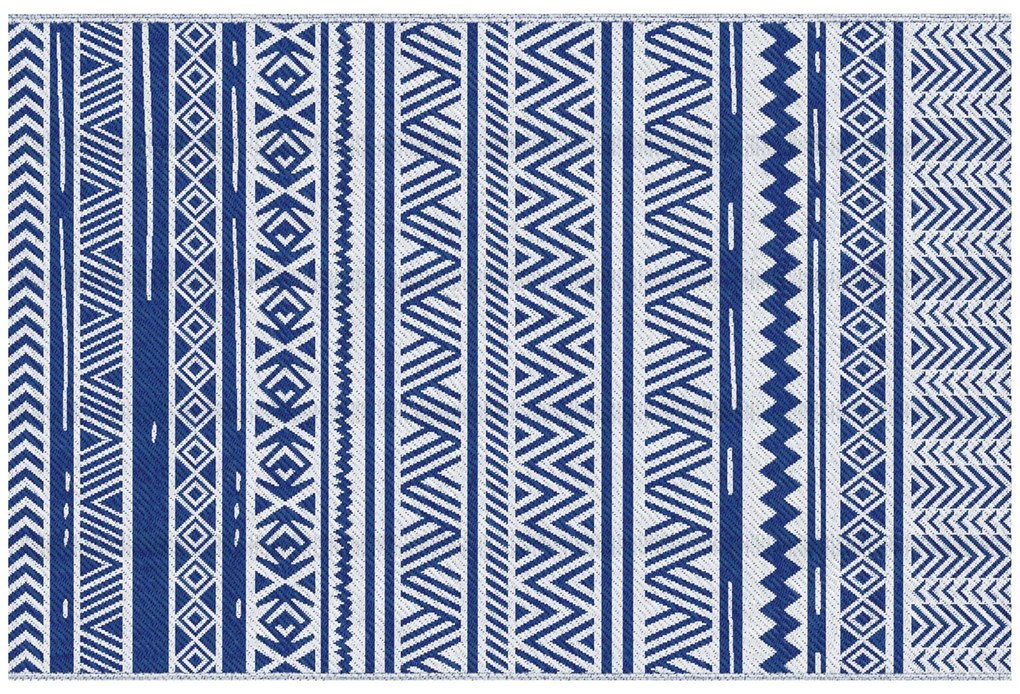 Outsunny Covor pentru Exterior 182x274 cm Reversibil, Covor Pliabil din Polipropilen 310 g/m² Albastru si Alb | Aosom Romania