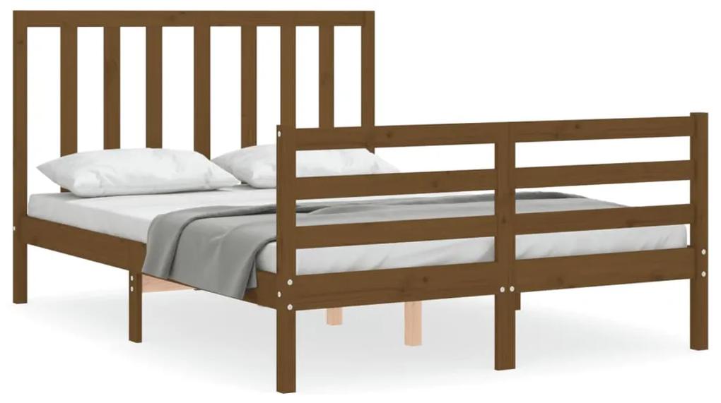 3193794 vidaXL Cadru de pat cu tăblie, maro miere, 140x200 cm, lemn masiv