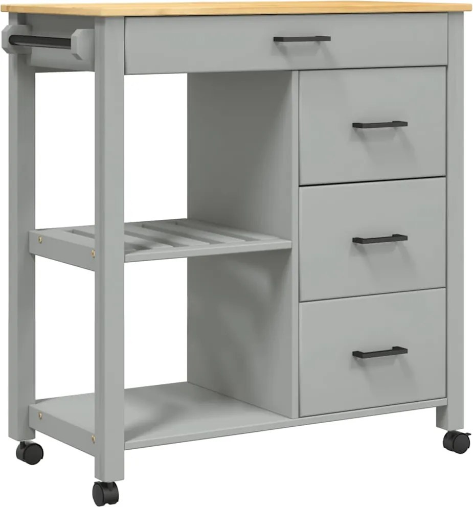 vidaXL Cărucior de bucătărie „MONZA”, 84x40x88,5 cm, lemn masiv de pin