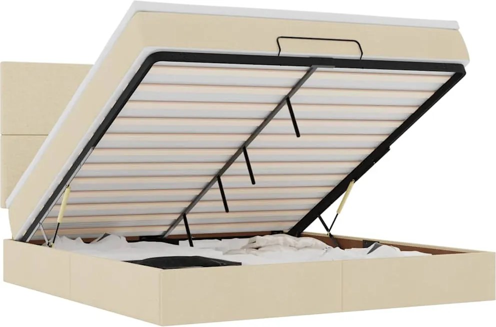 vidaXL Cadru de pat otoman cu saltea crem 160x200cm stofa