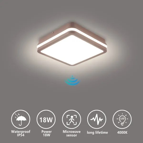 Brilagi-LED Lampă de exterior cu senzor BENE LED/18W/230V 21,5x21,5 cm maro IP54