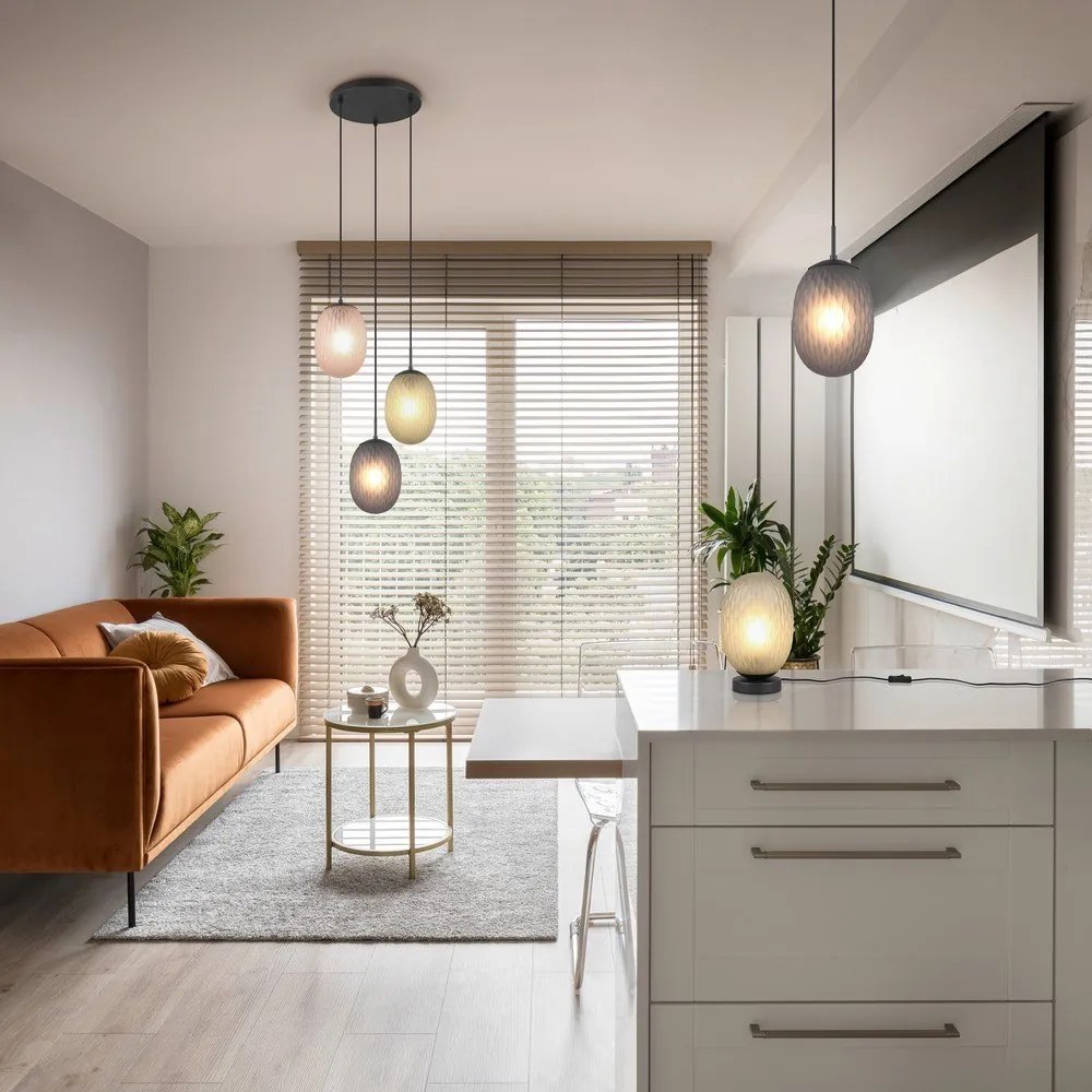 Veioză verde cu abajur din sticlă (înălțime 28,5 cm) Facette – Trio