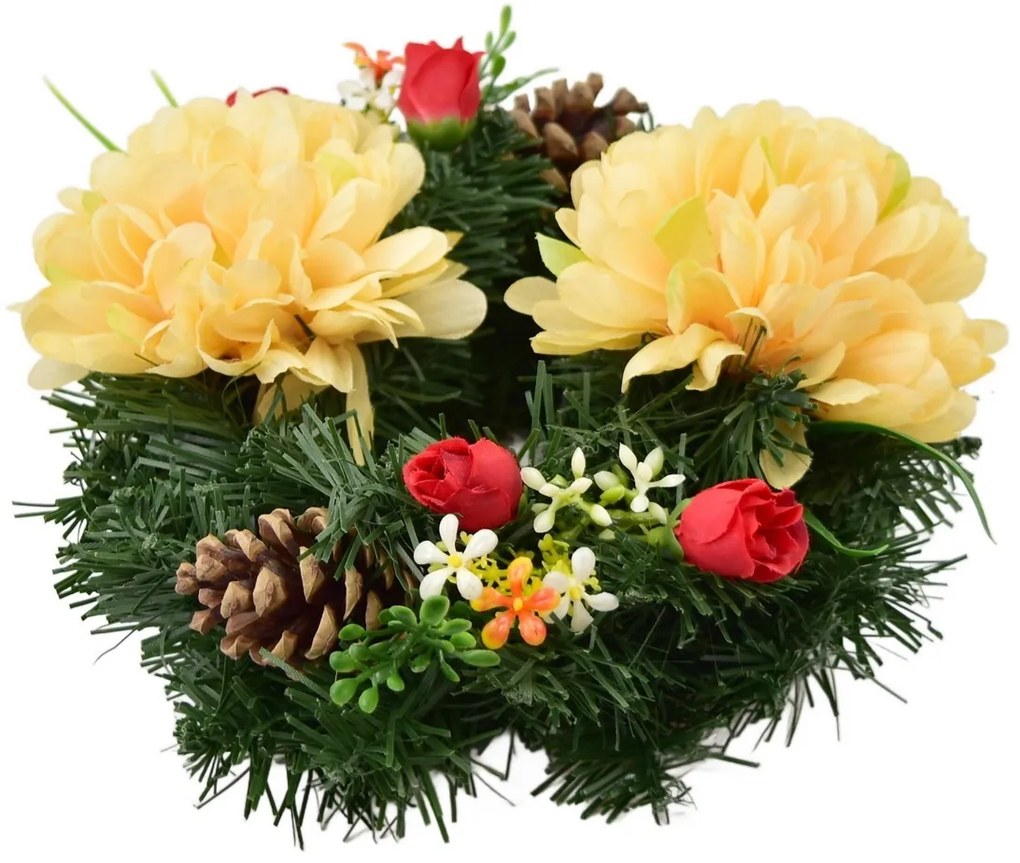 Coroană funerară Crizanteme portocalii, 20 cm
