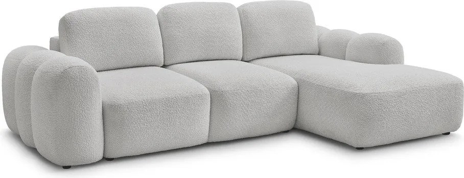 Colțar gri deschis extensibil/cu spațiu de depozitare cu tapițerie din țesătură bouclé (cu colț pe partea dreaptă/cu șezlong) Montaigne – Bobochic Paris