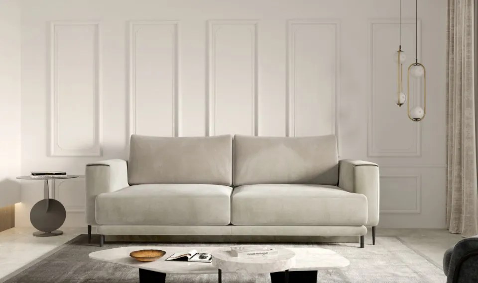 Canapea tapitata, extensibila, cu spatiu pentru depozitare, 260x90x95 cm, Dalia 01, Eltap (Culoare: Gri pepit / Marte 130)