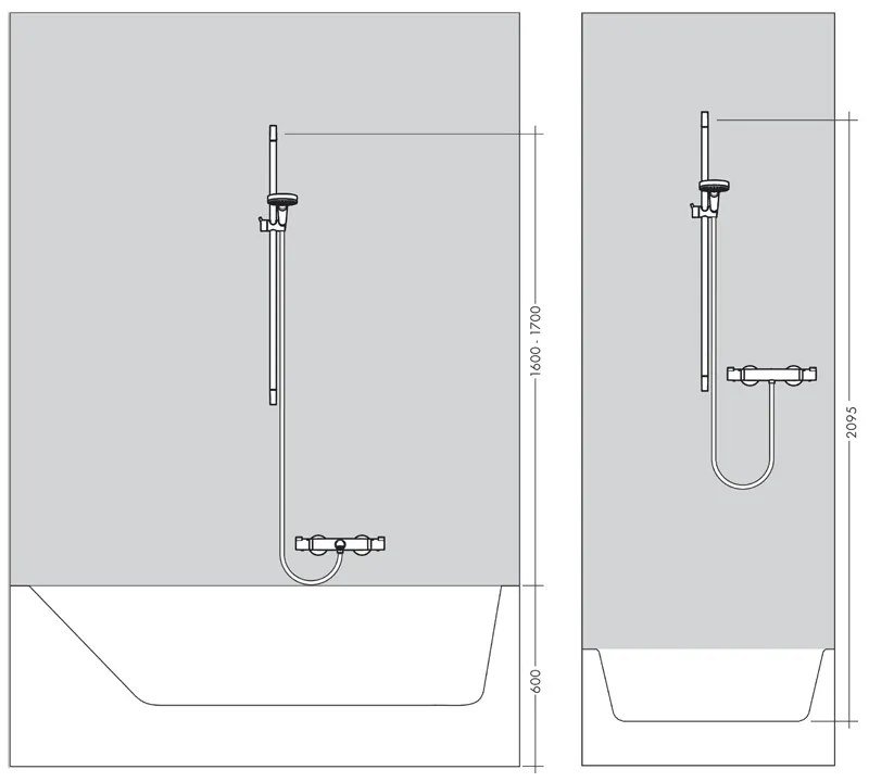 Set de dus cu bara 65 cm Hansgrohe, Crometta 100, para si furtun, crom