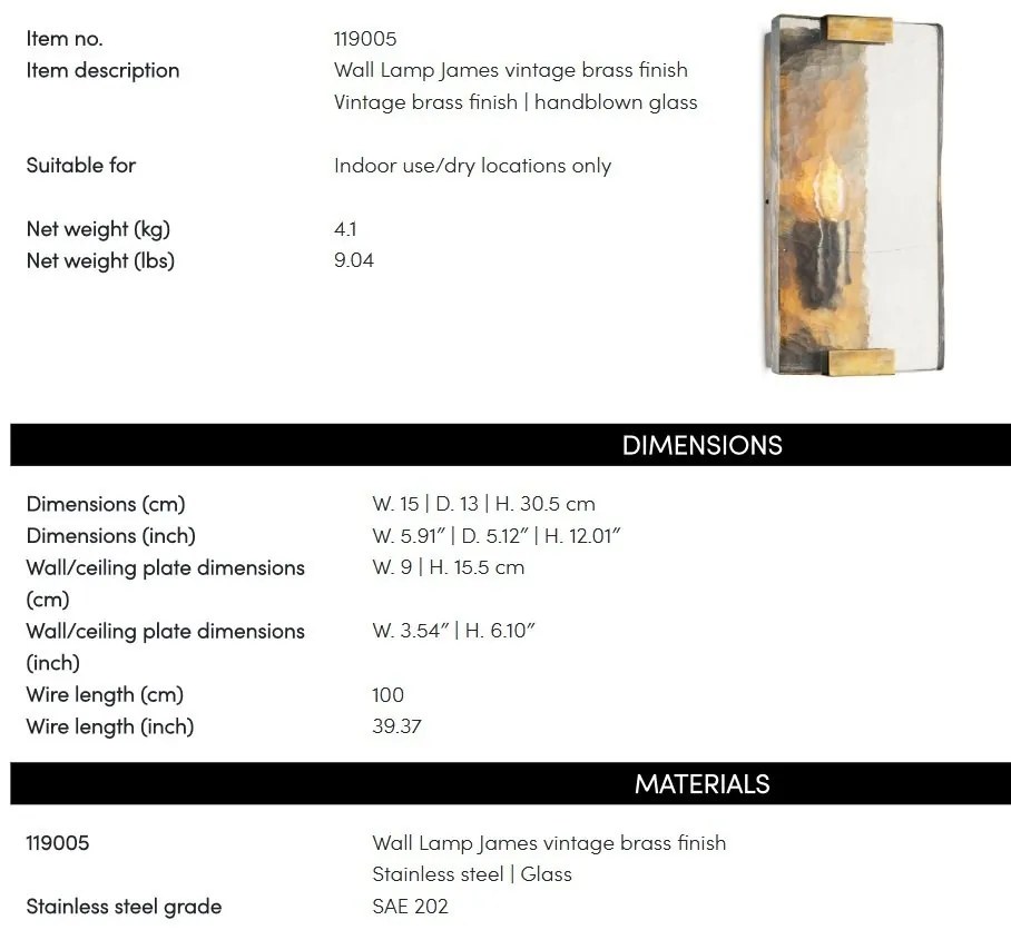 Aplica de perete design LUX, Sticla Suflata, James