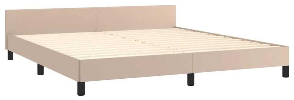 Cadru de pat cu tablie, cappuccino, 160x200 cm, piele ecologica Cappuccino, 160 x 200 cm, Nasturi de tapiterie