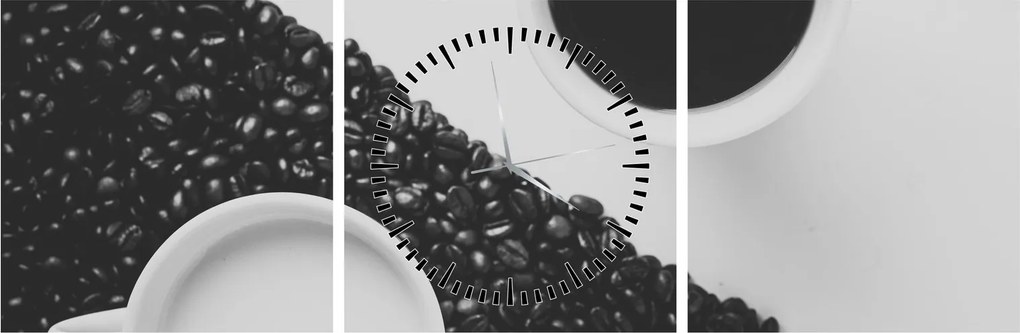 Tablou cu cafea (cu ceas) (90x30 cm)