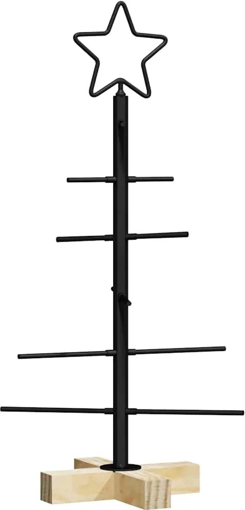 vidaXL Pom de Crăciun din metal Negru 59,5 cm Oțel vopsit în pulbere