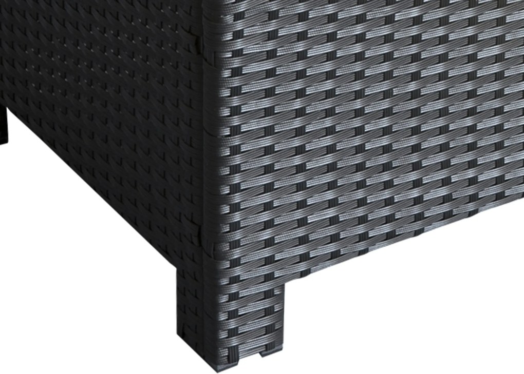 Outsunny Mobilier pentru Terasă, Măsuță de Cafea din Răchită, Rezistentă la Apă, cu Blat din Sticlă Securizată, 86x50x39cm, Negru | Aosom Romania